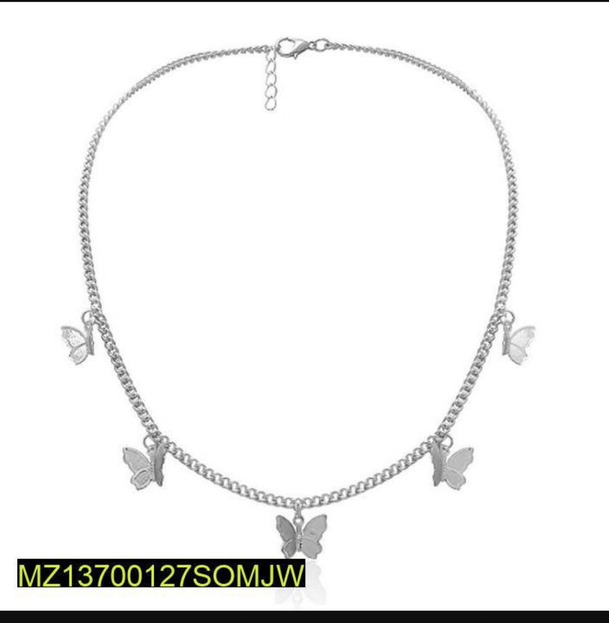 Silver Butterfly Choker Necklace Adjustable for Women